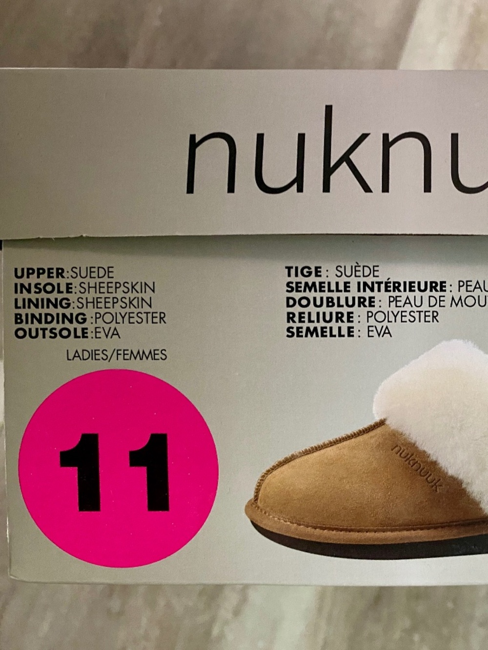 Ladies Nuknuuk Slippers Size 11 Suede Sheepskin NEW with Tags & Box - Picture 3 of 14